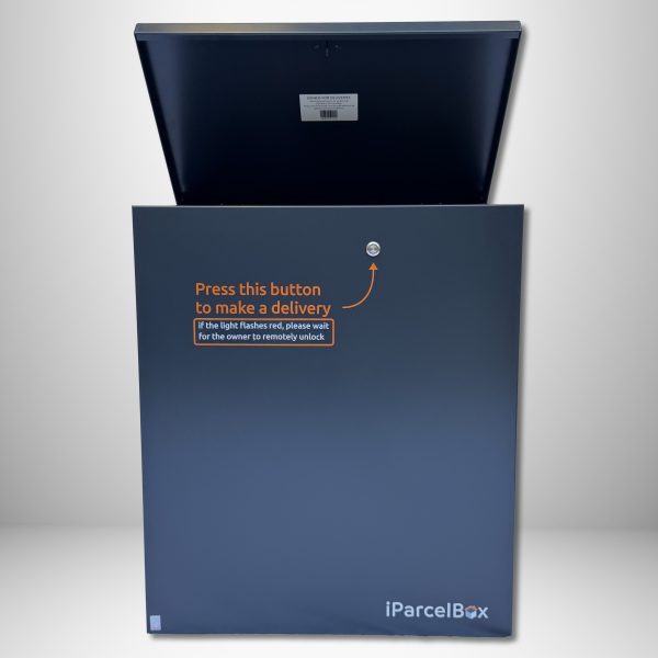 iParcelBox XL is the biggest parcel safe place on the market. Shown here with the lid open.