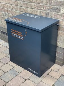 Photo of iParcelBox Extra-Large, our largest model of smart parcel delivery box, which has a capacity of 127 litres, more than double that of any other parcel drop box available on the market. 
