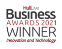 Innovation & Technology award winners at the Hull Live Business Awards 2021, where the judges selected our smart parcel delivery box as the most innovative solution.