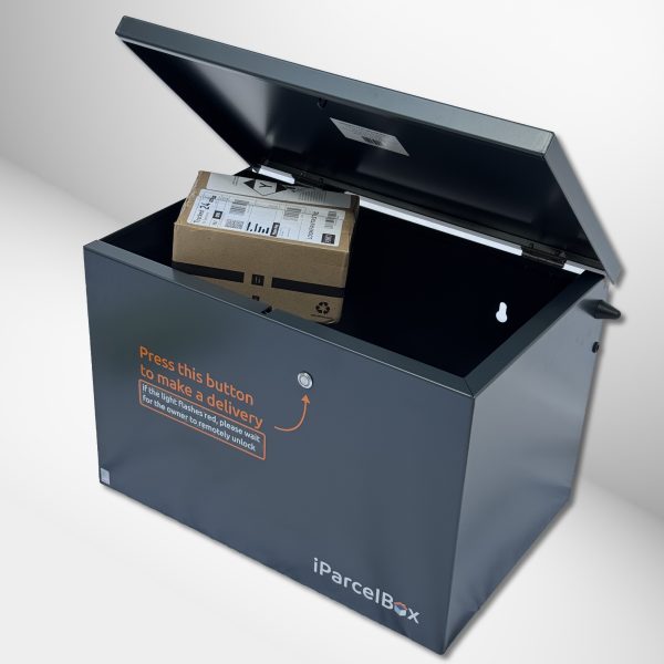 iParcelBox large parcel delivery box is the award-winning smart parcel drop box that you monitor and control with your smartphone